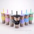 2022 New large capacity double layer plastic cup big Hole straw Portable outdoor straw cup